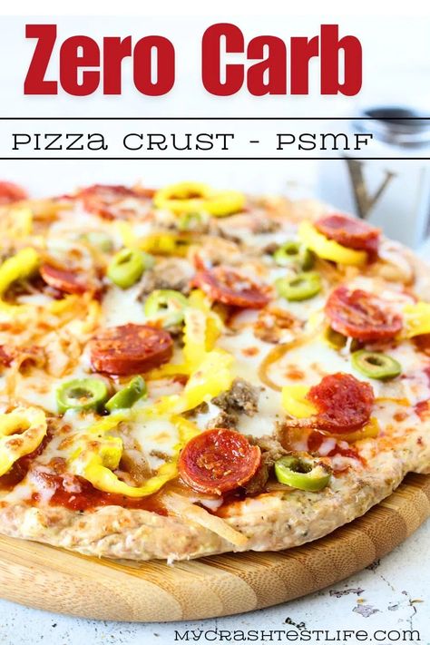 This Zero Carb Pizza Crust recipe is perfect for when you are craving pizza but don't want any carbs! Just 4 main ingredients is all you need to make this high protein pizza crust. Top it with all your favourites and your pizza craving will be satisfied! Protein Pizza Crust, Zero Carb Pizza, Keto Pizza Base, High Protein Pizza, No Carb Pizza, Pizza Craving, Low Calorie Pizza, Zucchini Pizza Crust, Protein Pizza