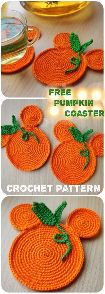 Pumpkin Coaster Free crochet pattern Pumpkin Mouse, Pumpkin Coasters, Crochet Pour Halloween, Disney Crochet, Mouse Crochet, Coaster Crochet, Pumpkin Template, Fall Crochet, Mickey Pumpkin