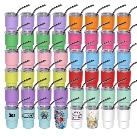 PRICES MAY VARY. 【Be Excellent Cup Designer】: This 3oz mini shot tumblers with lids and straws has a premium sublimation coating, you can decorate the mini shot glasses according to your preference by heat press machine or sublimation oven. You can also use this shot glass directly. 【Easy to Carry and Clean】: This cute sublimation shot glass is 1.9inch*3.1inch(W*H). Delicate mini shot tumblers are more convenient to carry when traveling and camping. The smooth body of mini cup makes it easy for Unique Party Favors For Adults, Mini Shots Gift Ideas, Shot Recipes Alcoholic, Mini Alcohol Gifts, Birthday Shot Glasses Personalized, Shot Glass Customized, Mini Tumbler Shot Glasses, Shot Glasses Pack, Sublimation Designs For Tumblers