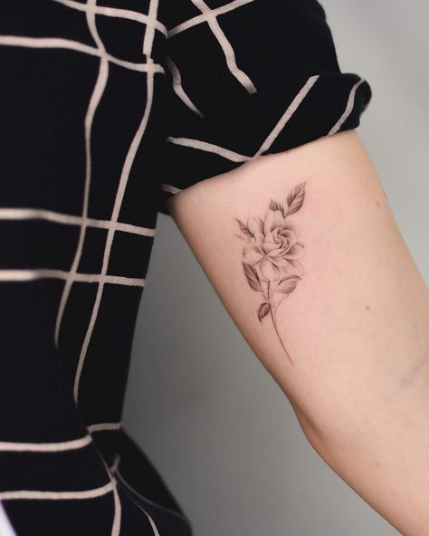 B⃣ʀʏᴀɴ ɢᴜᴛɪᴇʀʀᴇᴢ on Instagram: “Gardenia ✨” Gardenia Tattoo, Geometric Flower Tattoo, Small Geometric Tattoo, Single Needle Tattoo, Tattoos Mandala, Small Tattoos With Meaning, Peonies Tattoo, Lily Tattoo, Floral Tattoo Design