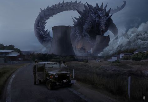 ArtStation - King of the monsters, Mike Szabados Atmospheric Beast, Funny Godzilla, Godzilla Comics, 2560x1440 Wallpaper, Godzilla Wallpaper, All Godzilla Monsters, Kaiju Art, Giant Monsters, Kaiju Monsters