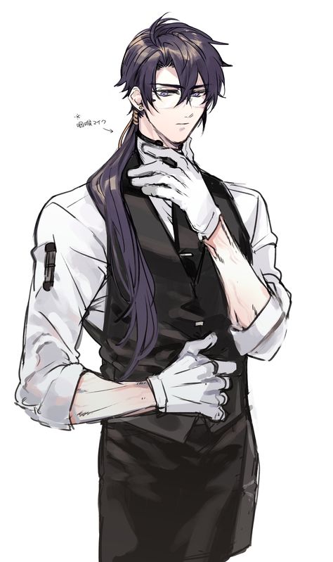 Male Butler Character Art, Butler Oc Art, Anime Butler Art, Librarian Oc Male, Butler Oc Male, Anime Butler Oc, Fantasy Butler, Butler Character Design, Butler Suit