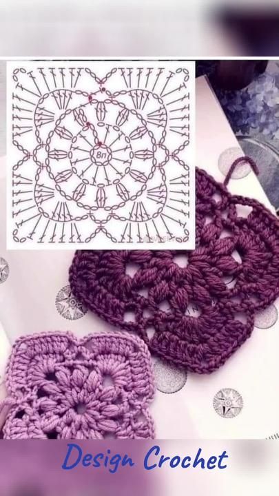 Granny Square Crochet Patterns Free, Crochet Stitches Diagram, Crochet Symbols, Crochet Knit Stitches, Crochet Motif Patterns, Crochet Granny Square, Crochet Doily Patterns, Crochet Square Patterns, Square Crochet