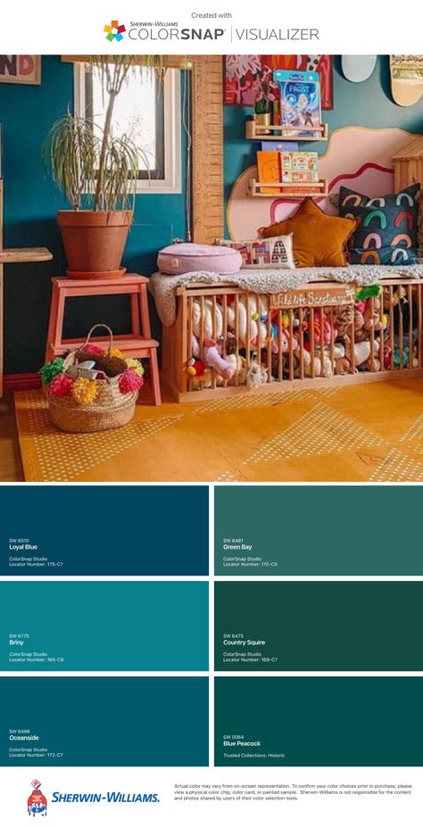 Jewel Tone Playroom, Orange Playroom, Contented Sherwin Williams, Green Playroom, Foyer Colors, Garage Game Rooms, Orange Rooms, Yellow Nursery, Toy Room