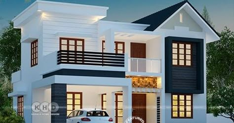 1763 square feet 4 bedroom beautiful modern home plan by Dream Form from Kerala. Home Designs Exterior, Indian House Plans, 2 Storey House Design, House Roof Design, My House Plans, Small House Elevation, Small House Elevation Design, Modern Exterior House, 2 Storey House