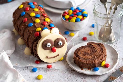 Gluten-free Caterpillar Cake Recipe (dairy-free option) Gluten Free Red Velvet Cake Recipe, Colin The Caterpillar Cake, Gluten Free Red Velvet Cake, Profiteroles Recipe, Caterpillar Cake, Resipi Kek, Red Velvet Cake Recipe, Dairy Free Alternatives, Cake Face