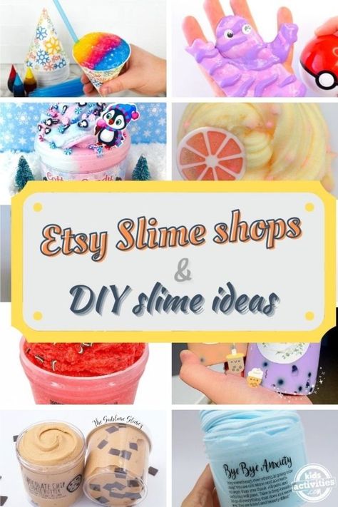 Selling Slime Ideas, Slime Shop Ideas, Diy Slime Party Ideas, Slime Small Business, Slime Business Name Ideas, Slime Shop Names, Slime Buisness, Galaxy Slime Recipe, Etsy Slime