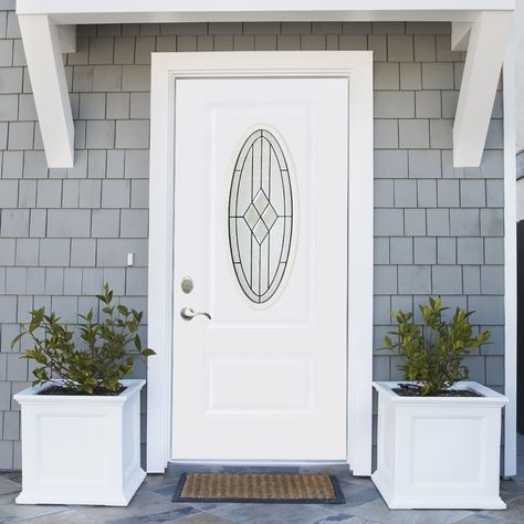 Exterior Entryway Ideas, White Front Door, Definition Design, Fiberglass Front Door, Fiberglass Entry Doors, Prehung Doors, Door Entryway, Exterior Front Doors, Flush Doors