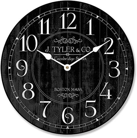 Big Clocks, Industrial Clock Wall, Big Clock, Clocks Back, Black Clocks, Diy Wall Clock, Black Wall Clock, Oversized Wall Clock, Diy Clock Wall