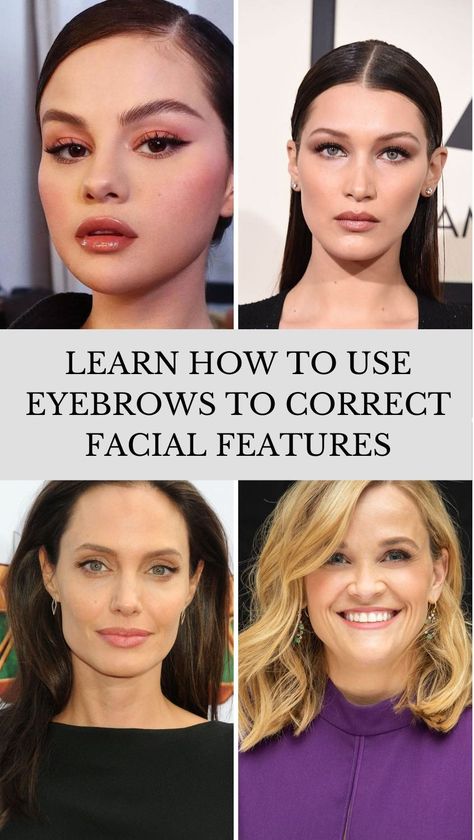 Learn How to Use Eyebrows to Correct Facial Features - Top Beauty Magazines How To Change Facial Features, How To Know What Eyebrow Shape Suits You, Eye Brow Shapes For Oval Face, Brow Shapes For Round Face, How To Reshape Eyebrows, Oval Face Eyebrows Shape, Eyebrow Shapes For Oval Faces, Eyebrows For Square Face, Round Face Eyebrows