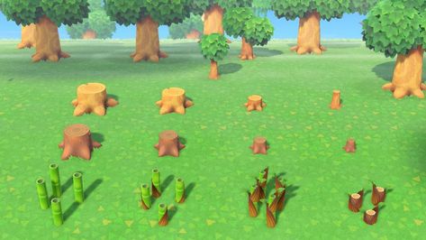 Acnh Tree Growth Stages, Tree Growth, Forest Core, Tree Stumps, Path Design, Acnh Ideas, Acnh Inspo, Tree Stump, Animal Crossing