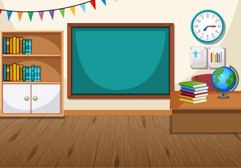 Empty Classroom, Kindergarten Montessori, Classroom Interior, Unicorn Logo, Classroom Background, Chalkboard Vector, Sticker Template, Cartoon Background, Music Classroom