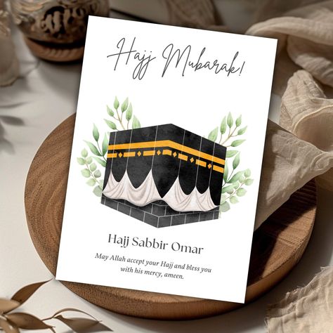 Eucalyptus Hajj Mubarak Islamic Editable Greeting Card Template, Hajj Mabrook Muslim Celebration Eid Gift Kaaba, Umrah, Printable Pilgrimage Candy Box Diy, Umrah Mubarak, Hajj Mubarak, Art Markers Drawing, Markers Drawing, Art Markers, Eid Gift, Greeting Card Template, Box Diy