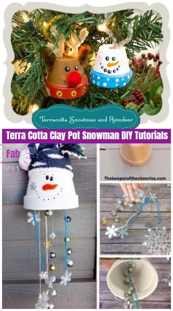 Christmas Crafts: Terra Cotta Clay Pot Snowman DIY Tutorials - Hanging Snowman Ornament Mini Terra Cotta Pot Crafts Diy Projects, Terra Cotta Christmas Pot Crafts, Christmas Terra Cotta Pot Ideas, Clay Pot Snowman, Mini Clay Pot Crafts, Pot Snowman, Pinterest Christmas Crafts, Diy Snowman Ornaments, Snowman Diy