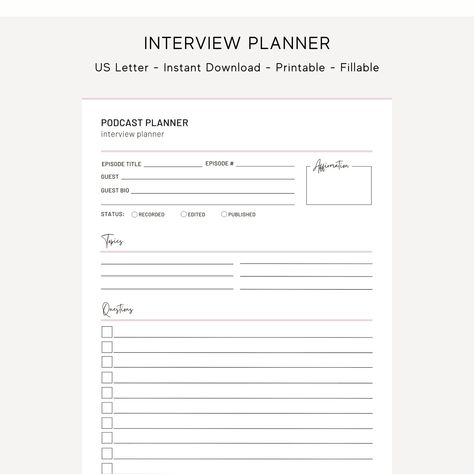 Podcast Planner BUNDLE Pack, Podcast Template Monthly Content, Podcast Episode Planner, Interview, Yearly Content, Printable, Digital phoneplanner #monthlyplannerprintabletemplates Podcast Schedule Template, Podcast Planner, Podcast Template, Planner Monthly Layout, Podcast Topics, Conversation Topics, Monthly Goals, Content Calendars, Bundle Pack