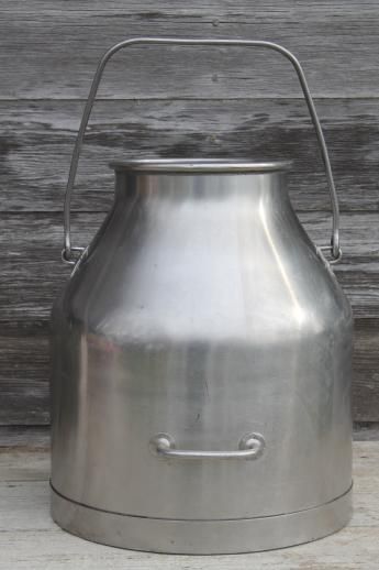 stainless steel milking machine bucket, 5 gallon pail vintage DeLaval milker kettle Milk Pail Decor, Milk Can Decor, Milk Bucket, Bucket Garden, Milking Machine, Old Milk Cans, Milk Pail, Steel Bucket, Bucket Gardening