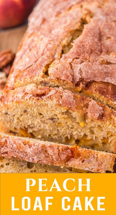 Peach Loaf Cake, Peach Loaf, Peaches Recipes, Cake With Pecans, Specialty Breads, Peach Cake Recipes, The Best Cake Recipes, Peach Bread, Cake With Cinnamon