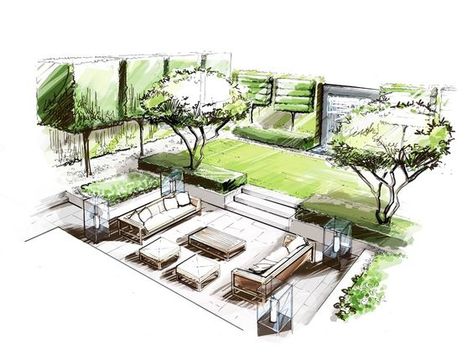 Elegance in Green: Residential Landscape Design Chronicles Interior Architecture Sketch, Residential Landscape Design, Landscape Design Drawings, Residential Landscape, Hillside Garden, Landscape Architecture Drawing, Interior Architecture Drawing, Garden Drawing, Architecture Design Drawing