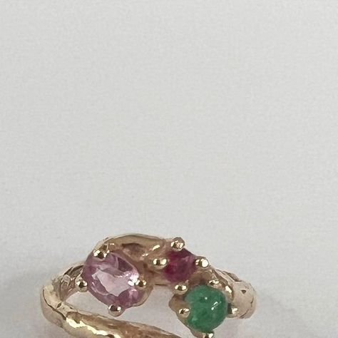 Georgia Kemball on Instagram: "Congratulations Maura and Josh 💖 I loved making this ring! A pear shaped diamond, pink sapphire, ruby and a cabochon emerald all set in 9ct gold. Lovely happy colours chosen by Josh 🍬" Happy Colours, Pear Shaped Diamond, Happy Colors, Pink Sapphire, Pear Shaped, Pear, Georgia, Ruby, Emerald