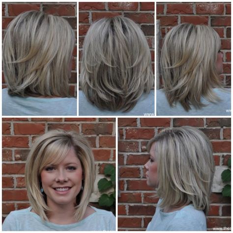 Womens Haircuts Medium With Bangs Round Faces, Short Layered Haircuts Shoulder Length Fine Hair, Inverted Bobs For Fine Hair, Cool Blonde Hair Colour, Hip Hair, Medium Length Haircuts, Medium Hair Styles For Women, Cool Blonde Hair, Medium Layered