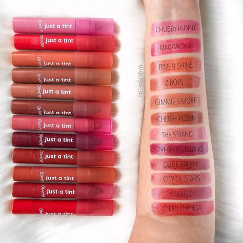 Colourpop Just a Tint Lip Crayon swatches, @makeupbytreenz Colourpop Just A Tint, Lip Art Makeup, Natural Glowy Makeup, Lip Crayon, Colourpop Cosmetics, Lip Crayons, Lipstick Swatches, Colour Pop, Lipstick Queen