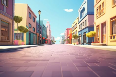 Street Architecture, Street Background, Cartoon 3d, 3d Cartoon, Space Travel, City Travel, Road, Architecture, Building