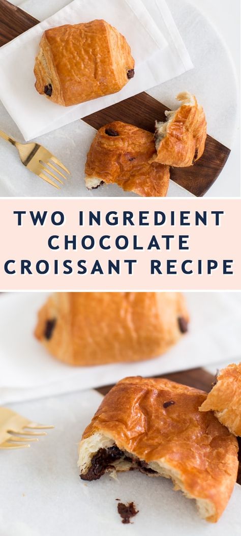 Homemade Croissants Chocolate, Gluten Free Chocolate Croissant Recipe, Easy Chocolate Crossiant Recipes, Chocolate Crossant Recipes, Mini Chocolate Croissants, Chocolate Croissants Recipe, Bakery Items Recipes, Easy Croissant Recipe Quick, Easy Crossaint Recipes