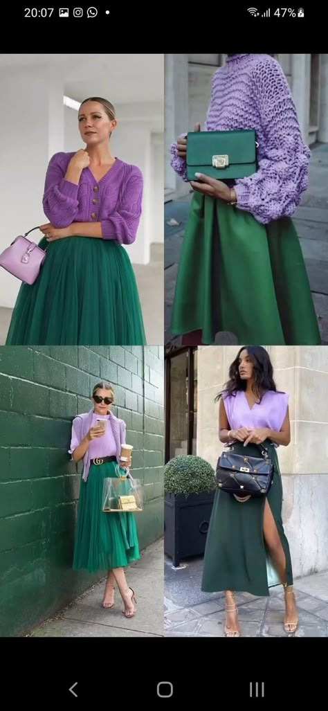 Purple Skirt Outfit, Colour Combinations Fashion, Color Combos Outfit, Color Blocking Outfits, Color Combinations For Clothes, Colour Combos, Casual Chic Outfit, Modest Fashion Outfits, Abayas Fashion