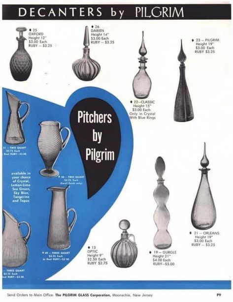 Pilgrim Glass Catalog, Glass Reference, Antique Knowledge, Mid Century Dishes, Vintage Table Setting, Mid Century Art Glass, Business Hacks, Genie Bottle, Antique Glassware