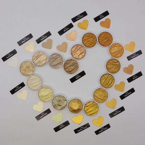 All our golden Pearlcolor shades! 💛🧡 #gold #liquidgold #pearlescent #watercolor #metallics #coliro #wasserfarben Pearlescent Watercolor, Liquid Gold, Art Supplies, Shades, Gold, Quick Saves, Art