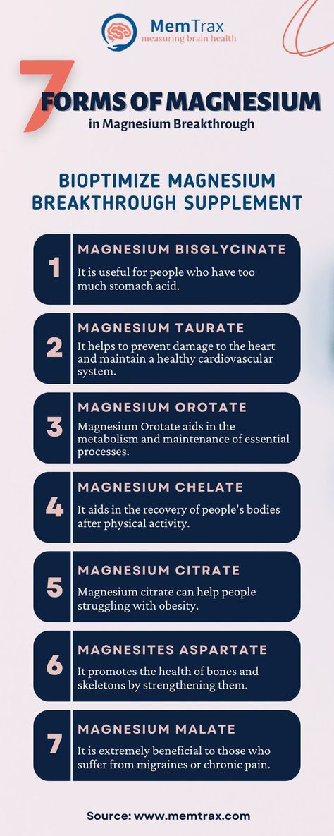 7 Forms of Magnesium in Magnesium Breakthrough - Memtrax Magnesium Taurate, Forms Of Magnesium, Best Magnesium Supplement, Signs Of Magnesium Deficiency, Magnesium Deficiency Symptoms, Chelated Magnesium, Magnesium Bisglycinate, Types Of Magnesium, Best Magnesium