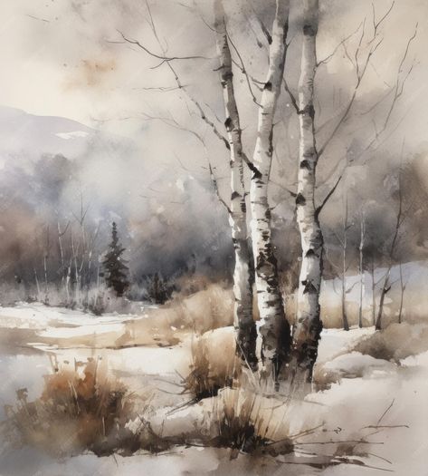 A watercolor painting of birch trees in winter. | Premium AI-generated image Trees In Winter, Painting Pictures, Nature Painting, Birch Trees, Winter Trees, Birch Tree, Nature Paintings, Painting Photos, Pictures To Paint