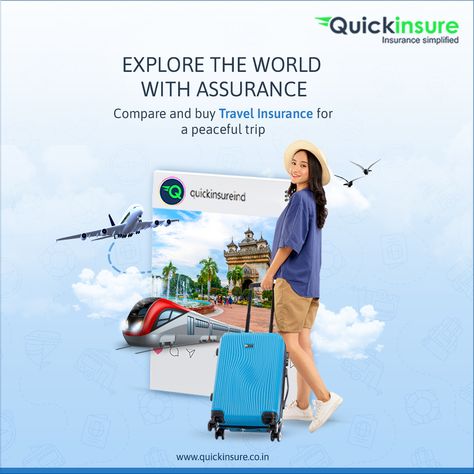 Explore the World with Peace of Mind ✈️✨ Going on a new adventure? Don't forget to secure your journey with travel insurance for a worry-free trip! 🌍💼 Visit us at https://quickinsure.co.in/travel-insurance to compare and find the perfect travel insurance plan that suits your needs and budget. ✅💪 ✈️🌍 #TravelWithPeaceOfMind #TravelInsurance #BestTravelInsurance #Flight #Travels Travel Insurance Creative Ads, Travel Insurance Ads, Insurance Poster, Photoshop Eyes, Posters Layout, Cartoon Pic, Insurance Ads, Best Travel Insurance, Travel Creative