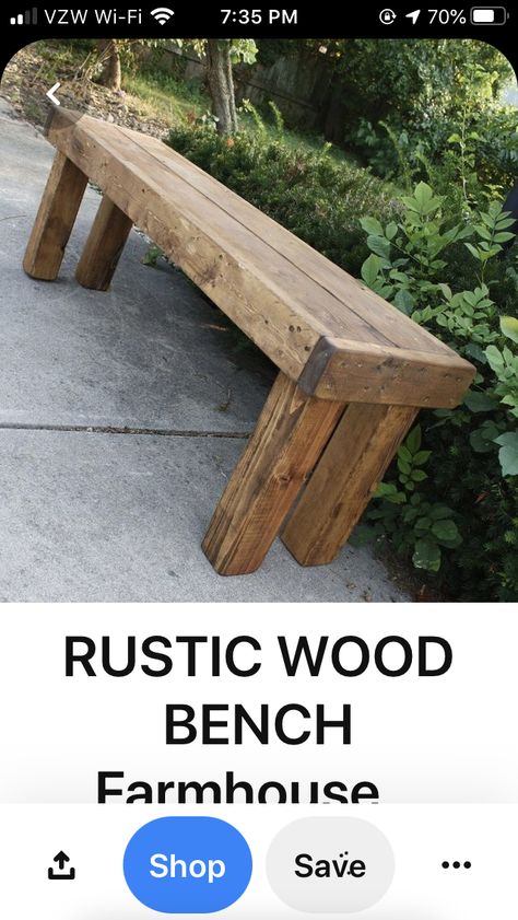 Wood Plank Bench, Log Benches, Rustic Outdoor Bench, Rustic Benches, Diy Wooden Bar, Rustic Bench Seat, Rustic Outdoor Benches, Simple Front Porch, Homemade Bench