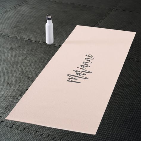 Peach gray custom name script yoga mat - yoga mats Yoga Mats, Yoga Mat, Custom Name, Created By, Coding, Yoga, Stars, Grey