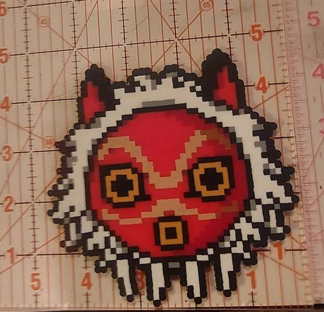 Studio Ghibli Fuse Beads, Perler Studio Ghibli, It Perler Beads, Princess Mononoke Pixel Art, Princess Mononoke Perler Beads, Anime Pearl Beads, Perler Beads Ghibli, Anime Fuse Beads, Studio Ghibli Perler Bead Patterns