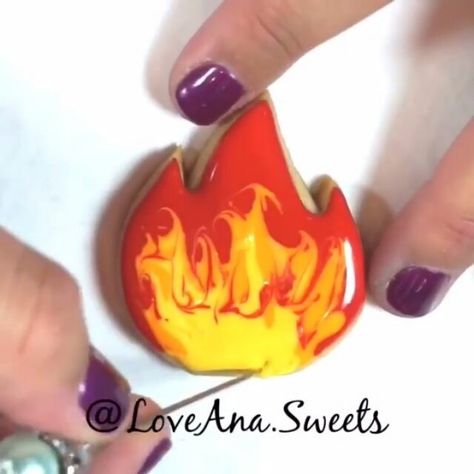 🔥🔥Flame cookie 🔥🔥 by @loveana.sweets #sofun Flame Cookies Decorated, Fireman Cookies Decorated, Fire Cookies Decorated, Flame Cookies, Brandon Allstars, Firefighter Cookies, Fire Cookies, Flame Costume, Cookie Flooding