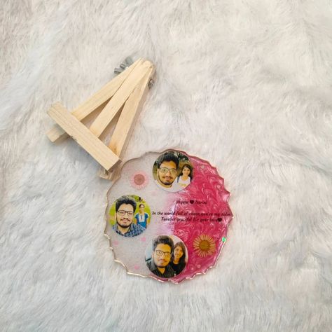 4-inch mini resin photo frame! It's the perfect gift to cherish your special moments with loved ones. Each resin frame is handmade with love, making it a unique and thoughtful present. #ResinWorkshop #resinart #resinartframe #resinfridgemagnet #Resinkeychain #ResinPhotoKeychain #resinartwork #ShikaArtStudio #tambaramresinart Resin Photo Frame, Resin Photo, Small Photo Frames, Mini Photo Frames, Resin Clock, Resin Artist, Resin Frame, Photo Keychain, Mini Frames