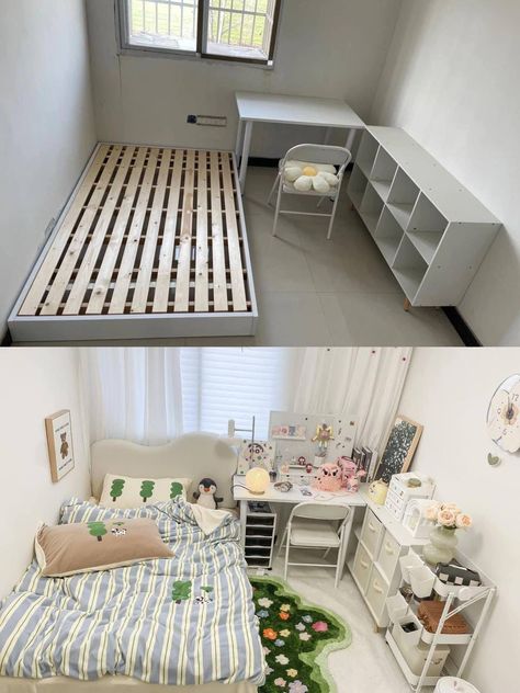 Room Layout Inspiration, Room Reference, Pretty Dorm Room, Small Room Makeover, Room Layout Planner, Small Bedroom Layout, Room Organization Bedroom, Diy Room Decor For Teens, Dorm Wall Decor