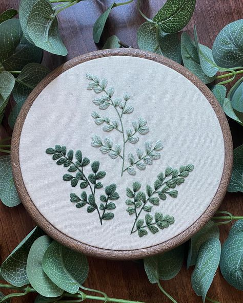 Ivy Embroidery, A Good Routine, Embroidery Leaves, Plant Embroidery, Leaves Embroidery, Clothes Embroidery Diy, Embroidery Leaf, Embroidered Leaves, Digital Patterns