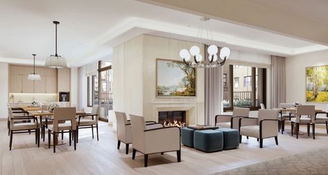 Senior Living Interior Design, Senior Living Facilities, Interior Artwork, Senior Living Communities, Hospital Interior Design, Nyc Design, Yellow Houses, Therapy Room, Upper West Side