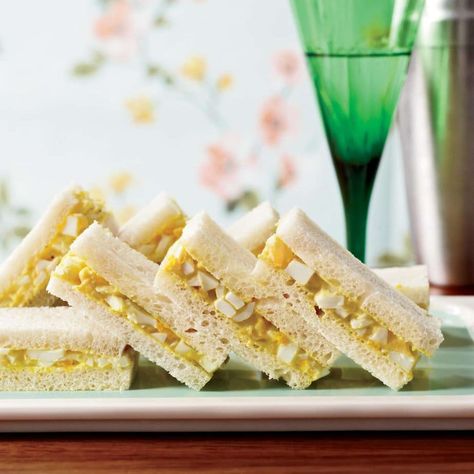 Egg Salad Tea Sandwiches, Curried Egg Salad, Tea Party Sandwiches, Tea Sandwiches Recipes, Party Sandwiches, Egg Salad Sandwiches, Mini Sandwiches, Tea Party Food, Finger Sandwiches