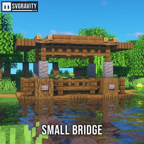 Minecraft Covered Bridge Ideas, Small Bridge Minecraft Design, Minecraft Bridge Mountain, Minecraft Wooden Bridge, Small Bridge Minecraft, Minecraft Small Bridge, Mc Houses, Minecraft Bases, Casa Minecraft