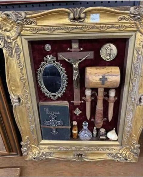 Exorcism and vampire hunting kit, found in Romania Vampire Hunting Kit, Indrid Cold, Victorian Gothic Decor, Real Vampires, Horror Decor, Shadow Box Art, Goth Home, Goth Home Decor, Yt Channel