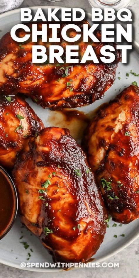 Bbq Boneless Chicken Breast, Oven Baked Bbq Chicken Breast, Oven Bbq Chicken Breast, Baked Bbq Chicken Breast, Baked Barbeque Chicken, Bbq Baked Chicken Breast, Baked Bbq Chicken Thighs, Baked Bbq Chicken Recipes, Bbq Chicken Breast Recipe