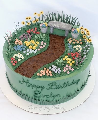 Flower garden cake. Flower Garden Cake, Garden Theme Cake, Garden Cosmos, Garden Birthday Cake, Quotes Flower, Garden Cake, 80 Birthday Cake, Garden Container, Gladiolus Flower