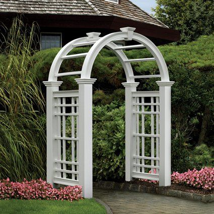 New England Arbors Westchester 7.5 ft. Vinyl Arbor | from hayneedle.com New England Arbors, Arbors Trellis, Garden Arbor, Garden Arches, White Gardens, Garden Trellis, Garden Structures, Architectural Features, Garden Gates