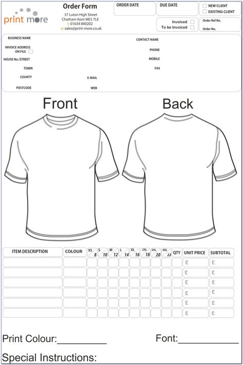 Free Printable T Shirt Order Form Templates - Form : Resume within Printable Blank Tshirt Template T Shirt Order Form Template, T Shirt Order Form, Tshirt Design Template, Shirt Order Form, Business Paperwork, Gift Certificate Template Word, Blank Clothing, Diy Planners, Order Form Template Free