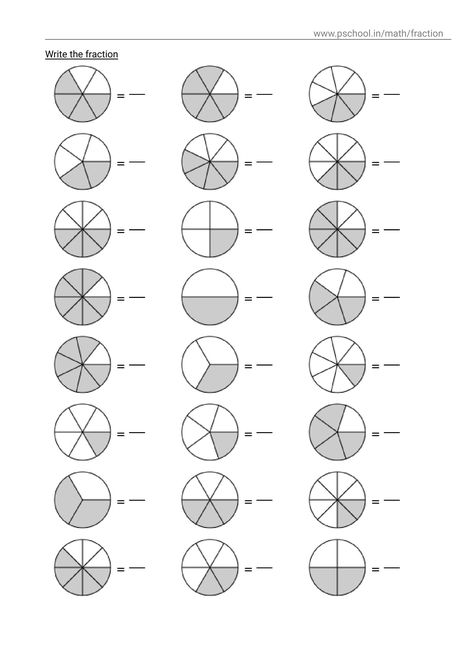 mathematics worksheets Fraction Worksheets Grade 4, Numerator And Denominator, Math Worksheets For Kids, Writing Fractions, Math Fractions Worksheets, Math Fact Worksheets, Math Exercises, Math Addition Worksheets, Math Charts