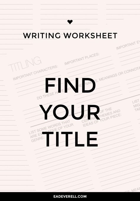 Print this book title worksheet to brainstorm ideas for your novel or series titles. How To Write A Book Title, Creating Book Titles, How To Create A Title For A Book, Writing Chapter Outline, Chapter Outline Template Writing Tips, Book Title Ideas, Creative Writing Worksheets, Story Titles, Writer Tips